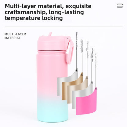 Stainless Steel Thermos Cup High Value Outdoor Sports Water Cup Gradual Change Color Car Space Pot Can Be Customized Logo