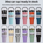 Car Cup 30oz Bingba Cup 304 Stainless Steel Thermos Cup Double Drinking Straw Cup Car Thermal Insulation Cold Cup