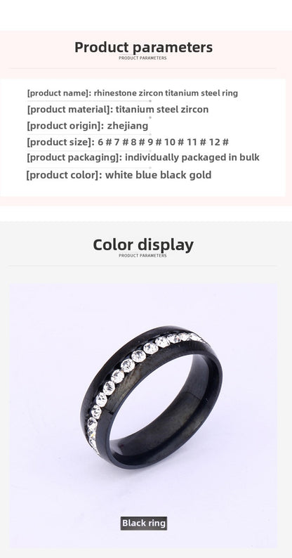 Hot Selling Titanium Steel Ring Niche Single Row Rhinestone Diamond Set Exquisite Ring Stainless Steel Jewelry Directly From The Manufacturer